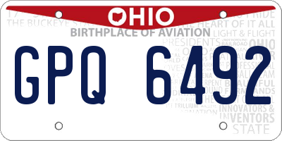 OH license plate GPQ6492