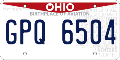 OH license plate GPQ6504