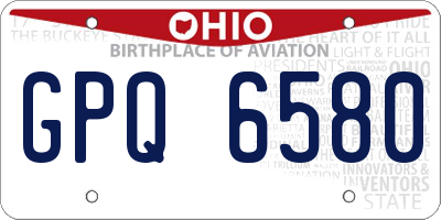 OH license plate GPQ6580