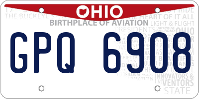 OH license plate GPQ6908
