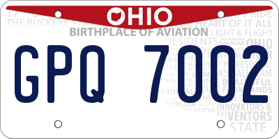 OH license plate GPQ7002