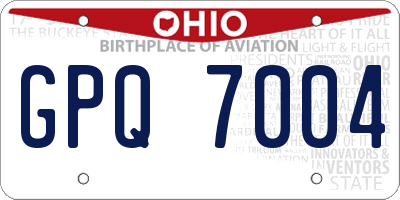 OH license plate GPQ7004