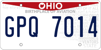 OH license plate GPQ7014