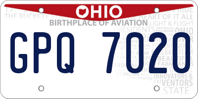 OH license plate GPQ7020