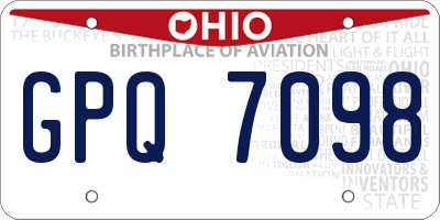 OH license plate GPQ7098