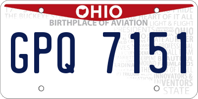 OH license plate GPQ7151