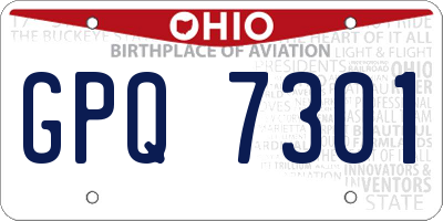 OH license plate GPQ7301