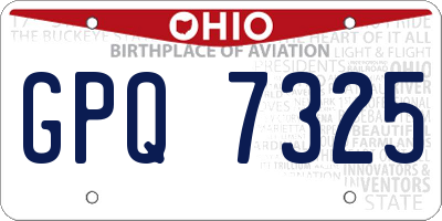 OH license plate GPQ7325