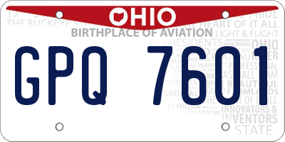 OH license plate GPQ7601