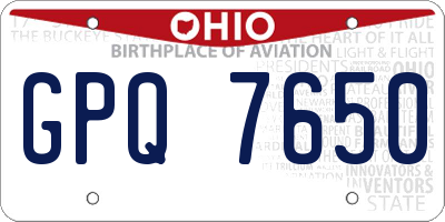 OH license plate GPQ7650