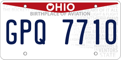 OH license plate GPQ7710