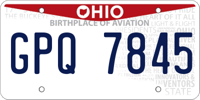 OH license plate GPQ7845