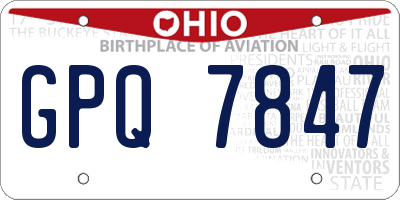 OH license plate GPQ7847