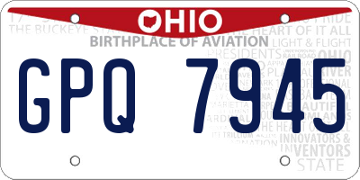 OH license plate GPQ7945