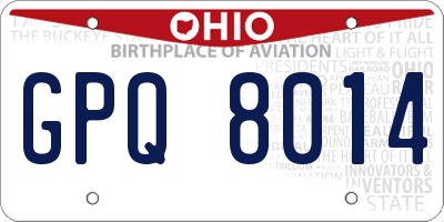 OH license plate GPQ8014