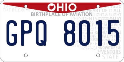 OH license plate GPQ8015