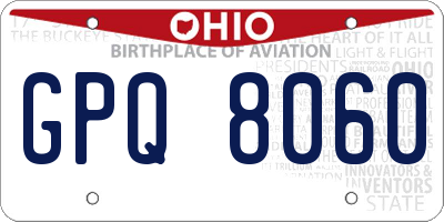 OH license plate GPQ8060