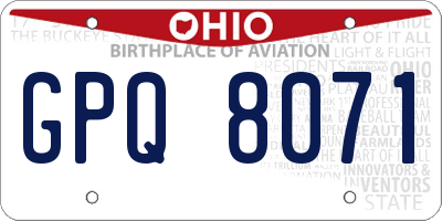OH license plate GPQ8071