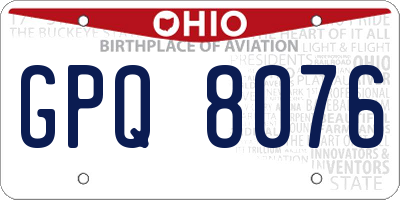 OH license plate GPQ8076