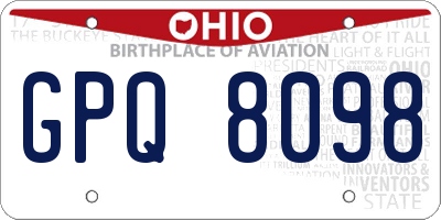 OH license plate GPQ8098
