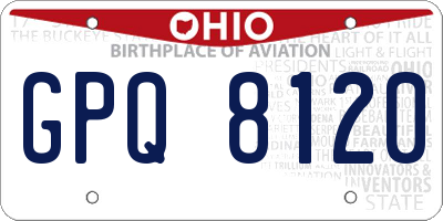 OH license plate GPQ8120