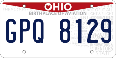 OH license plate GPQ8129