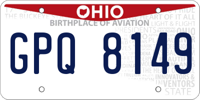OH license plate GPQ8149