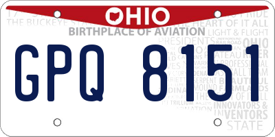 OH license plate GPQ8151