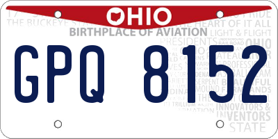 OH license plate GPQ8152