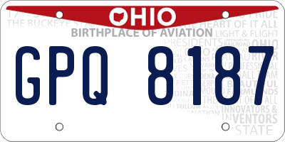 OH license plate GPQ8187