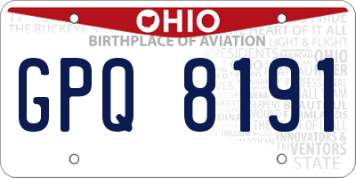OH license plate GPQ8191