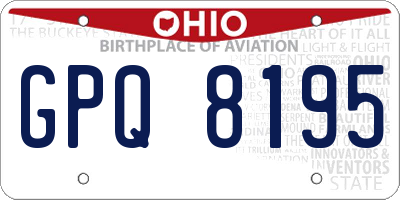 OH license plate GPQ8195