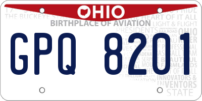 OH license plate GPQ8201