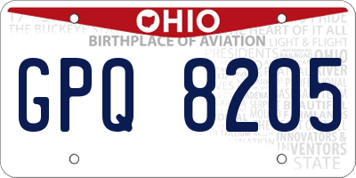 OH license plate GPQ8205