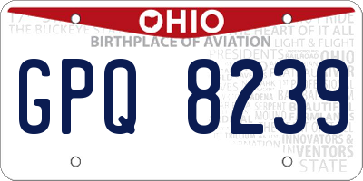 OH license plate GPQ8239