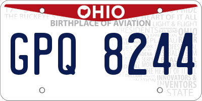 OH license plate GPQ8244