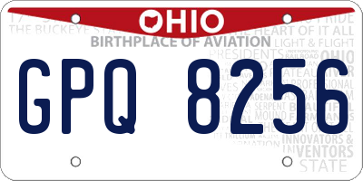 OH license plate GPQ8256