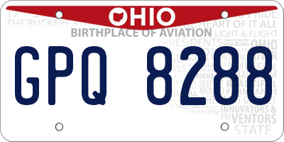 OH license plate GPQ8288
