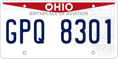 OH license plate GPQ8301
