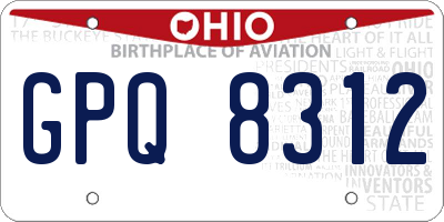 OH license plate GPQ8312