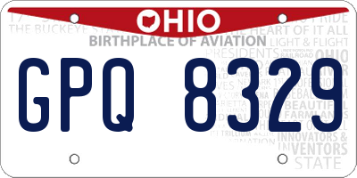 OH license plate GPQ8329