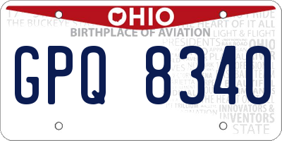 OH license plate GPQ8340