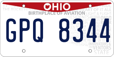 OH license plate GPQ8344