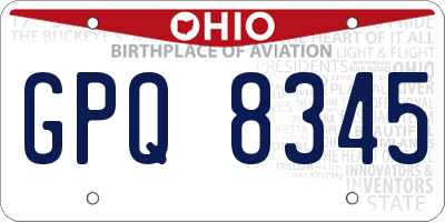OH license plate GPQ8345