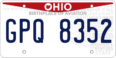 OH license plate GPQ8352