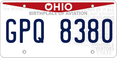 OH license plate GPQ8380