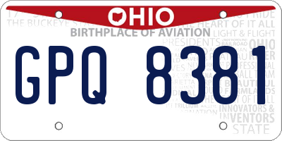 OH license plate GPQ8381