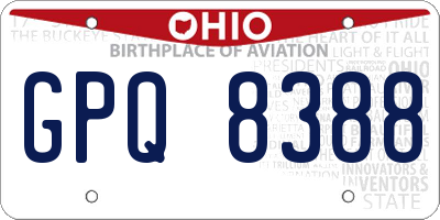OH license plate GPQ8388