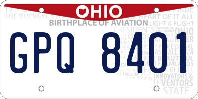 OH license plate GPQ8401