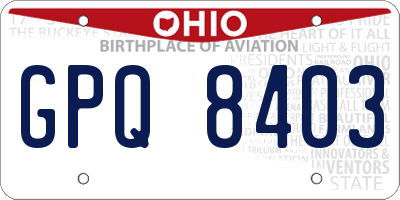 OH license plate GPQ8403